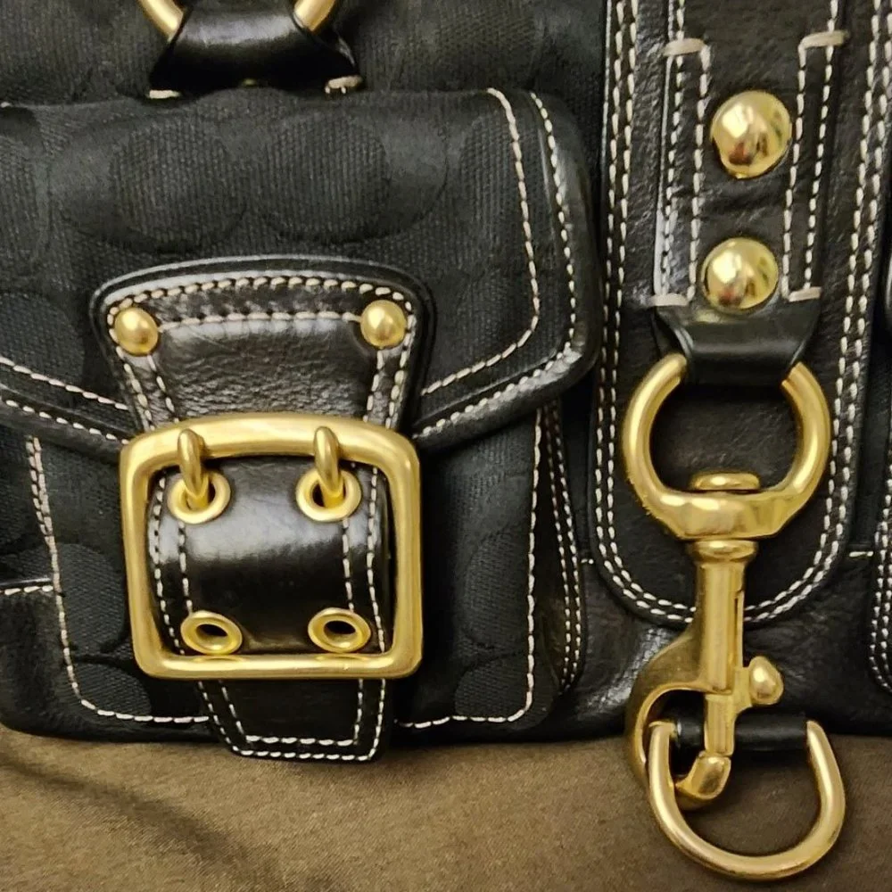 Coach Legacy Signature Black 65th Anniversary Bag with Gold Accents - Picture 9 of 15
